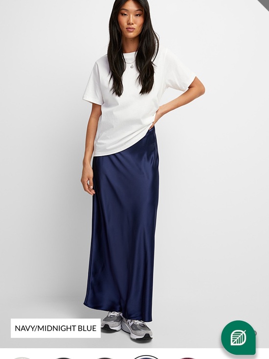 Simons Dresses & Skirts - Simons Navy Satin Maxi Skirt